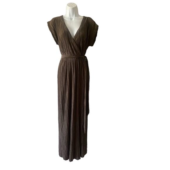 Soft Surroundings Perfect Plisse Mocha French Pleat Maxi Long Dress - Picture 8 of 11